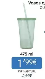 Quid - Vasos C/ Pajita Y Tapa 475 Ml