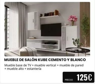 kube - Mueble De Salón Kube Cemento Y Blanco