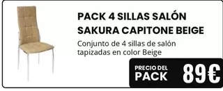 Pack 4 Sillas Salon Sakura Capitone