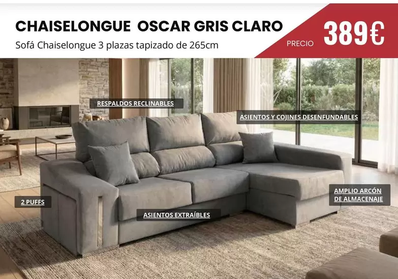 Claro - Chaiselongue Oscar Gris