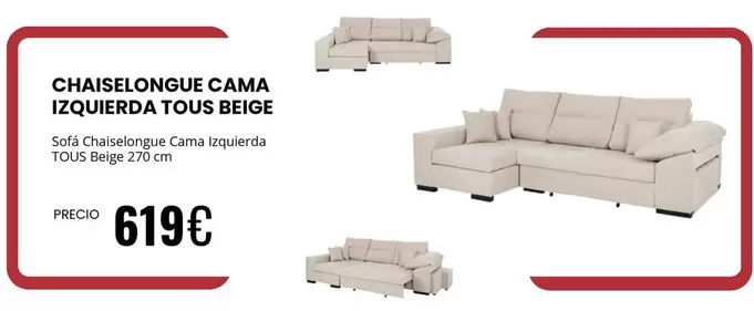 Tous - Chaiselongue Cama Izquierda Beige