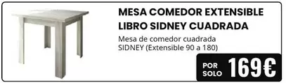 sidney - Mesa Comedor Extensible Libro Sidney Cuadrada