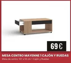 Mesa Centro Mayenne 1 Cajon Y Ruedas