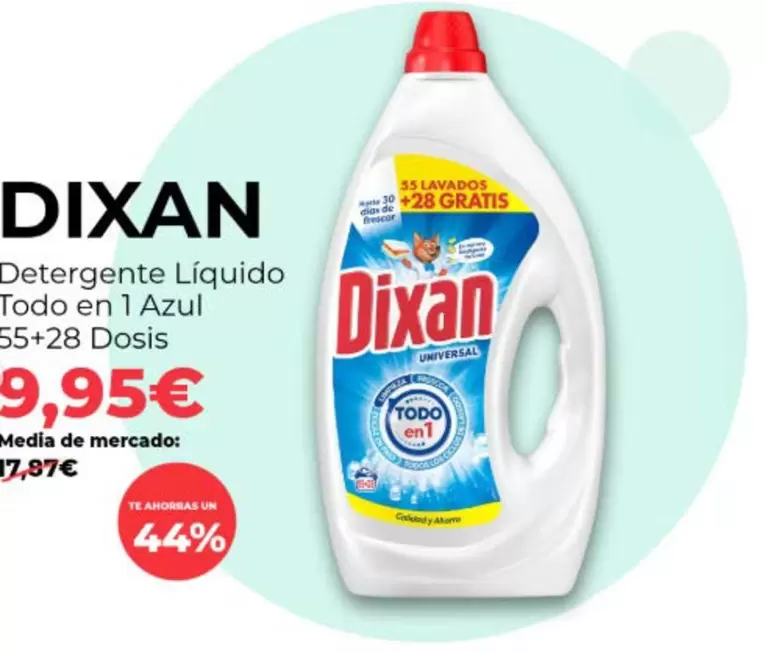 Dixan - Detergente Líquido Todo En 1 Azul