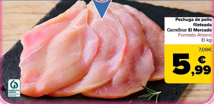Carrefour El Mercado - Pechuga De Pollo Fileteada