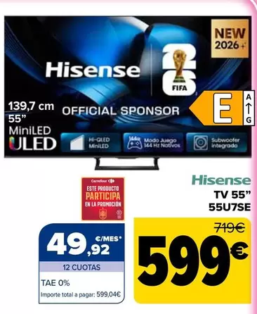 Hisense - Tv 55" 55U7SE
