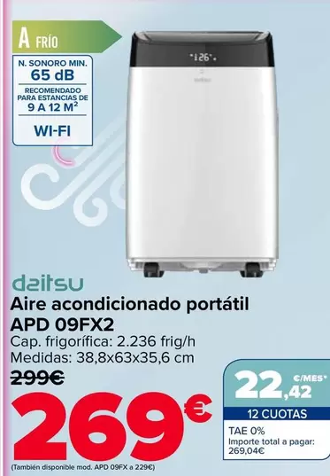 Daitsu - Aire Acondicionado Portátil APD 09FX2
