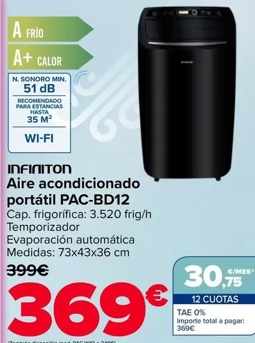 Infiniton - Aire Acondicionado Portátil PAC-BD12