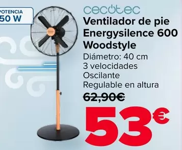Cecotec - Ventilador De Pie Energysilence 600 Woodstyle