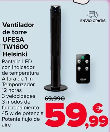 Ufesa - Ventilador De Torre TW1600 Helsinki