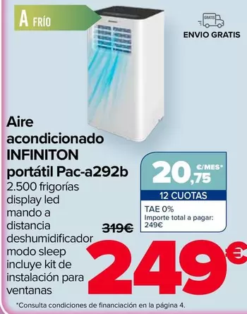 Infiniton - Aire Acondicionado Portátil Pac-a292b