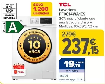 TCL - Lavadora FF0814WA1ES