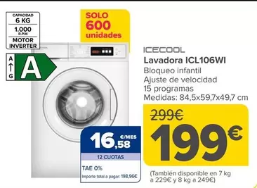 Icecool - Lavadora ICL106WI