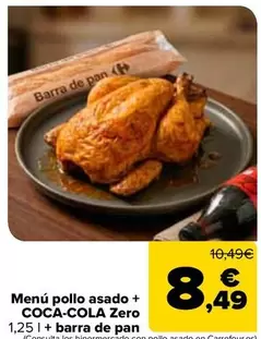Menu Pollo Asado + Coca-cola Zero + Barra De Pan