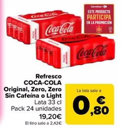 Coca-Cola - Refresco Original, Zero, Zero Sin Cafeina O Light