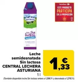 Central Lechera Asturiana - Leche Semidesnatada Sin Lactosa