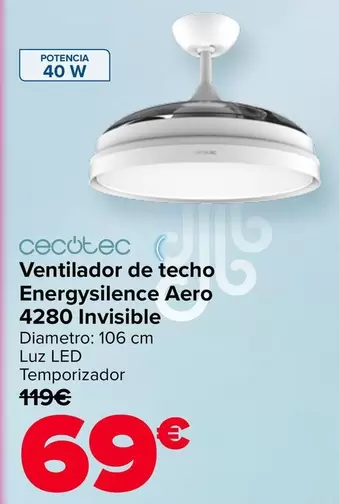 Cecotec - Ventilador De Techo Energysilence Aero 4280 Invisible