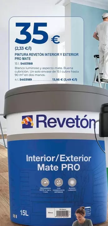 Revetón - Pintura Interior Y Exterior Pro Mate
