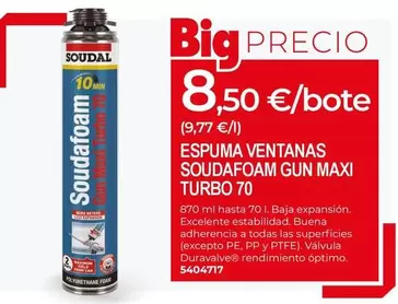Espuma Ventanas Soudafoam Gun Maxi Turbo 70
