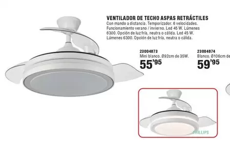 Ventilador De Techo Aspas Retractiles