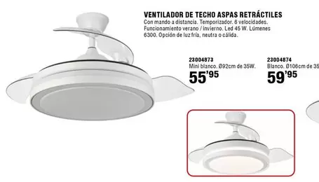 Ventilador De Techo Aspas Retráctil