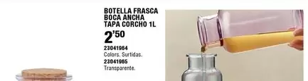 Botella Frasca Boca Ancha Tapa Corcho 1l