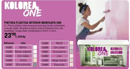 Kolorea - Pintura Plástica Interior Monocapa One