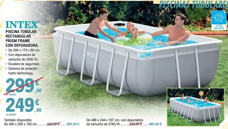 Intex - Piscina Tubular Rectangular Prism Frame Con Depuradora