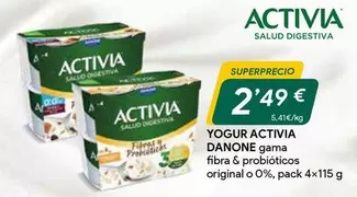 Danone - Yogur Activia Gama Fibra & Probioticos Original O 0%