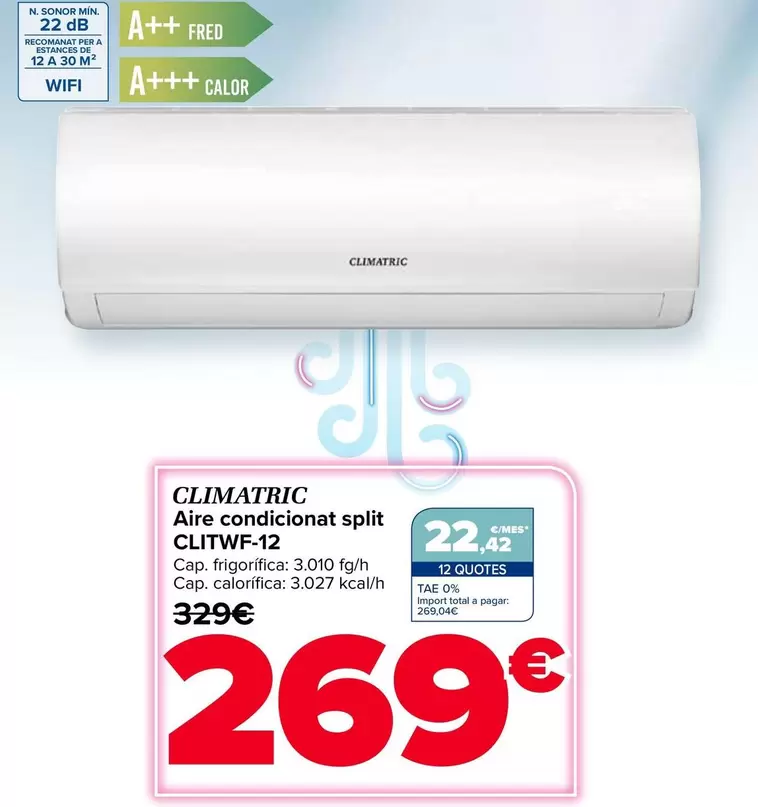 Climatric - Aire Acondicionado Split CLITWF-12