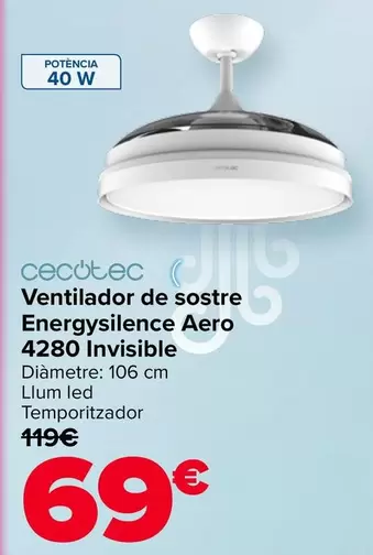 Cecotec - Ventilador De Techo Energysilence Aero 4280 Invisible