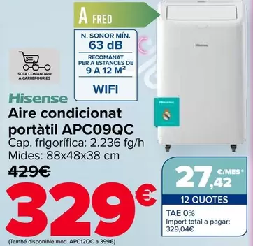 Hisense - Aire Acondicionado Portátil APC09QC