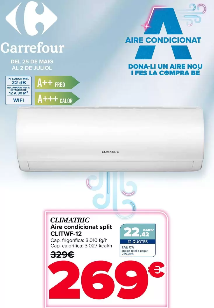 Climatric - Aire Acondicionado Split CLITWF-12