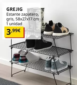 Grejig Estante Zapatero, Gris