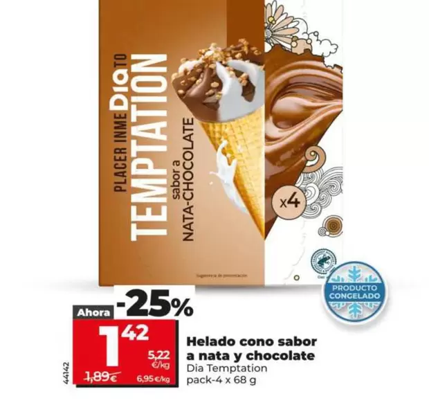 Dia Temptation - Helado Cono Sabor À Nata Y Chocolate