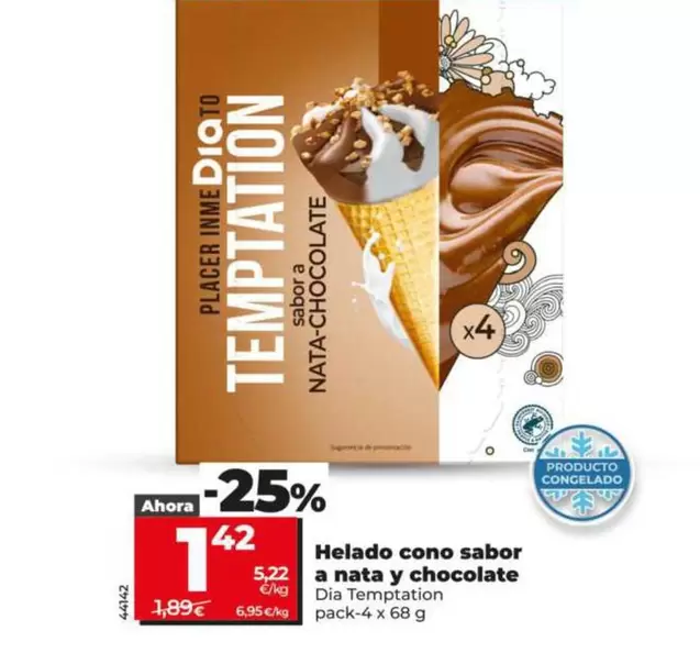 Dia Temptation - Helados Cono Sabor A Nata Y Chocolate