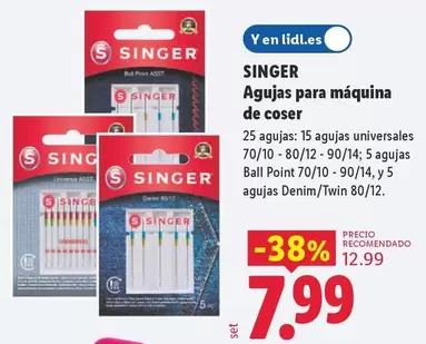 Singer - Agujas Para Maquina De Coser