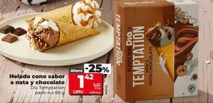 Dia Temptation - Helados Cono Sabor A Nata Y Chocolate 