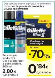 Gillette - La Gamma De Productes Senyalada