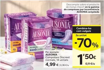 Ausonia - Gamma De Compreses Per Incontinència Senyalada 