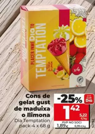 Dia Temptation - Helado Cono Fresa O Limon