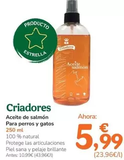 Criadores - Aceite De Salmon Para Perros Y Gatos