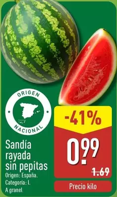 Sandía Rayada Sin Pepitas
