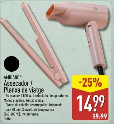 Ambiano - Assecador/Planxa De Viatge