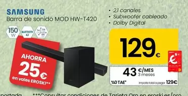 Samsung - Barra De Sonido Mod HW-T420