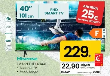 Hisense - Tv Led FHD 40A4S