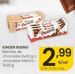 Kinder - Bueno Barritas De Chocolate O Chocolate Blanco