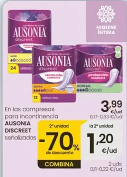 Ausonia - Discreet En Las Compresas Para Incontinencia 