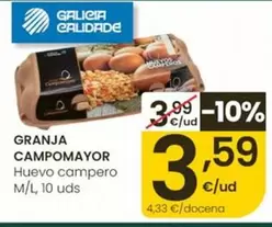 Granja Campomayor - Huevo Campero M/L, 10 Uds