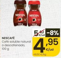 Nescafé - Cafe Soluble Natural O Descafeinado
